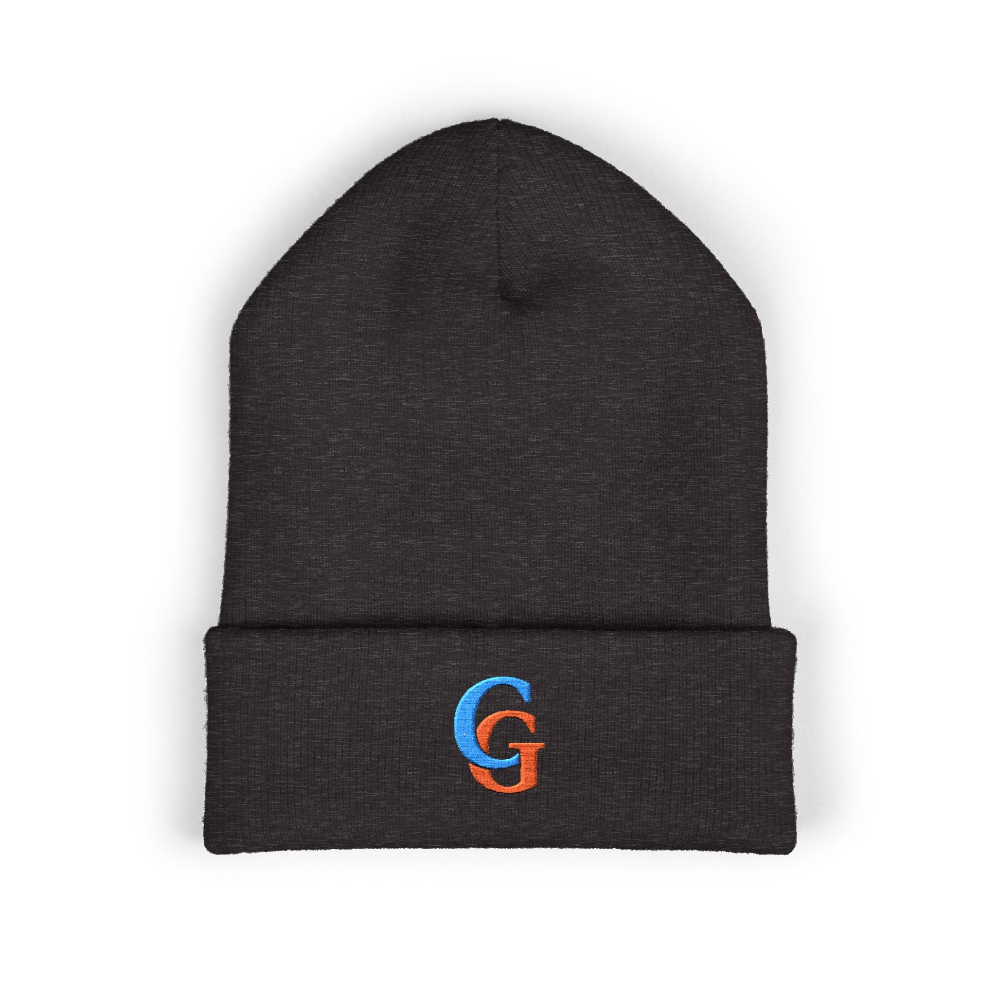 Beanie-Embroidered 'CG' Classic Cuffed Beanie - Cozy Initial Knit Hat