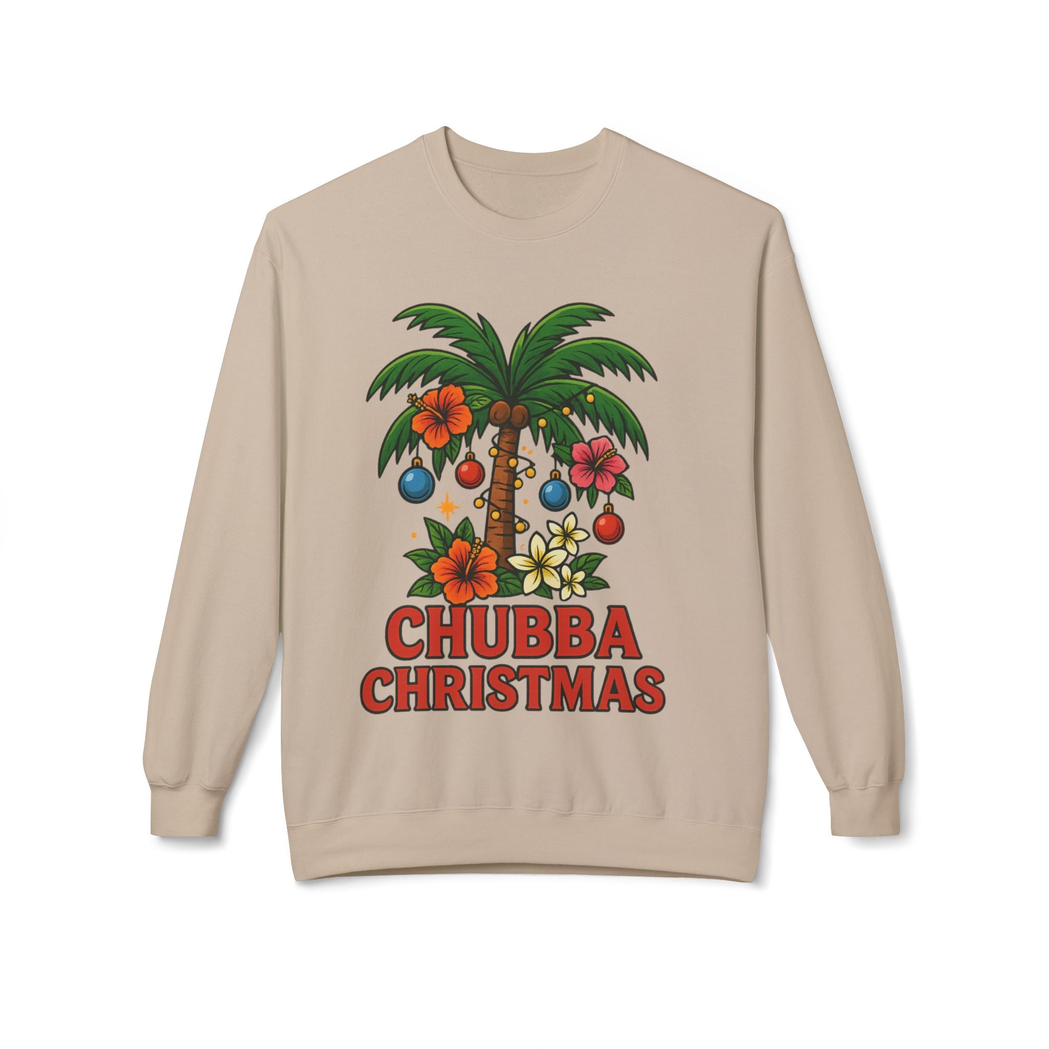 Christmas Palm Sweatshirt — "Chubba Christmas" Tropical Holiday Crewneck