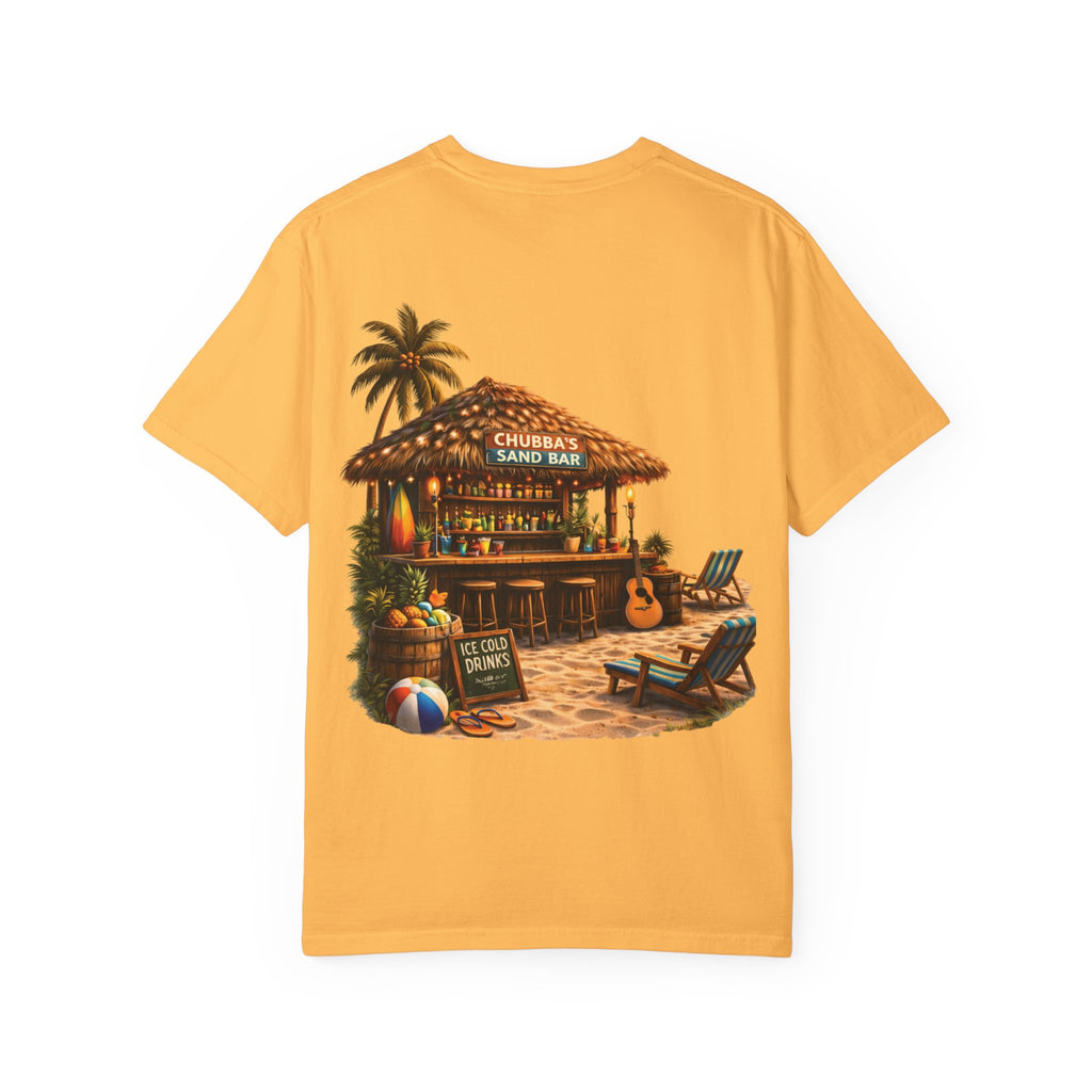 CHUBBA GEAR Sand Bar – Tropical Tiki Beach Bar T-Shirt
