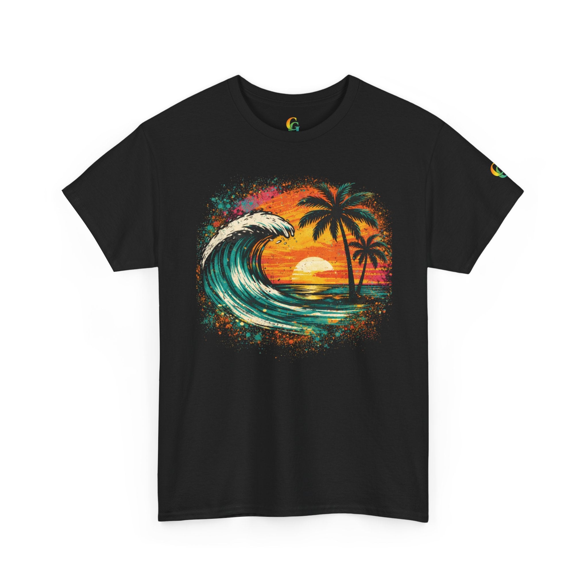 Chubba Gear Sunset Wave Beach T-Shirt – Tropical Palm Surf Graphic Tee