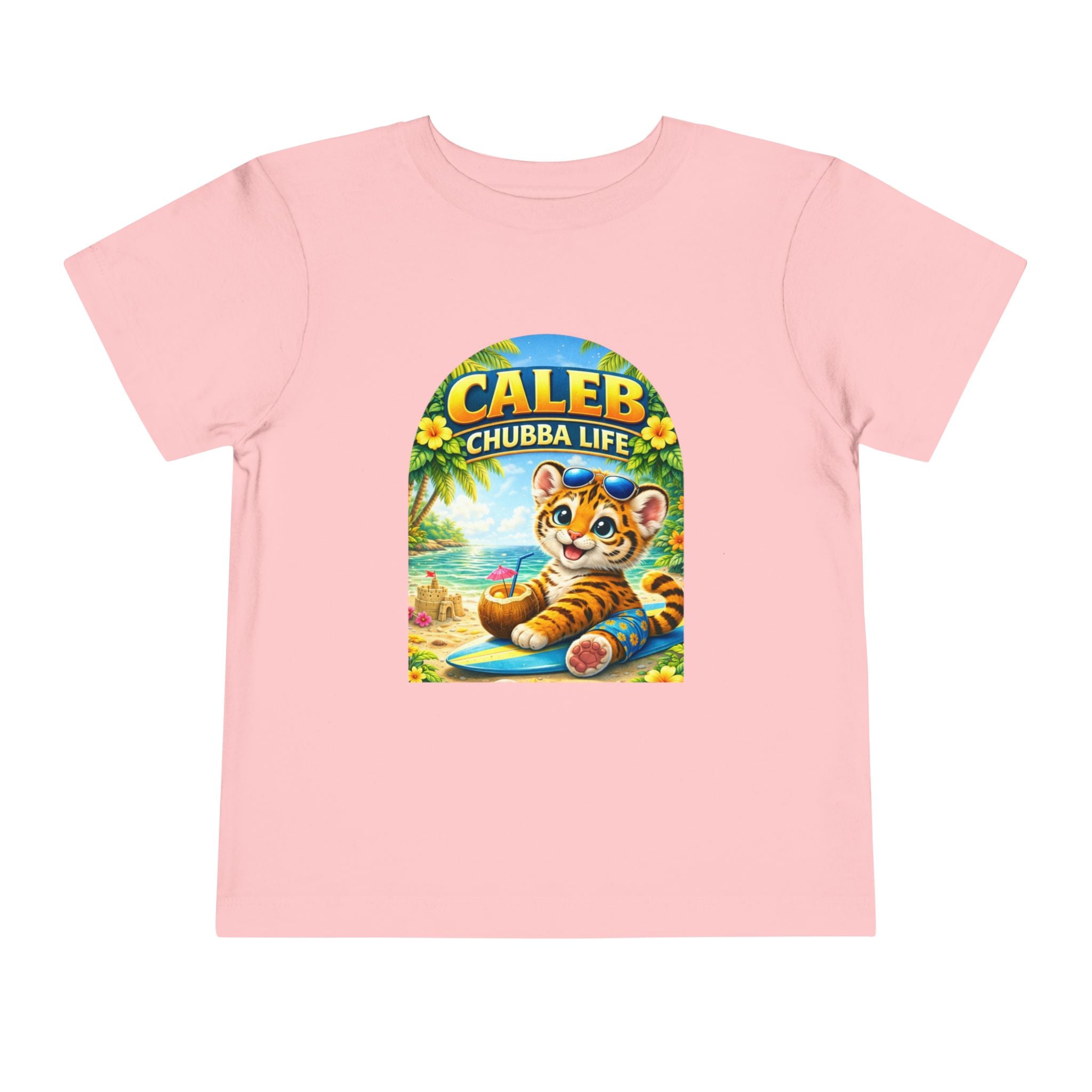 CHUBBA GEAR Caleb Chubba Life Toddler Tee — Cute Surfing Tiger Kids Shirt