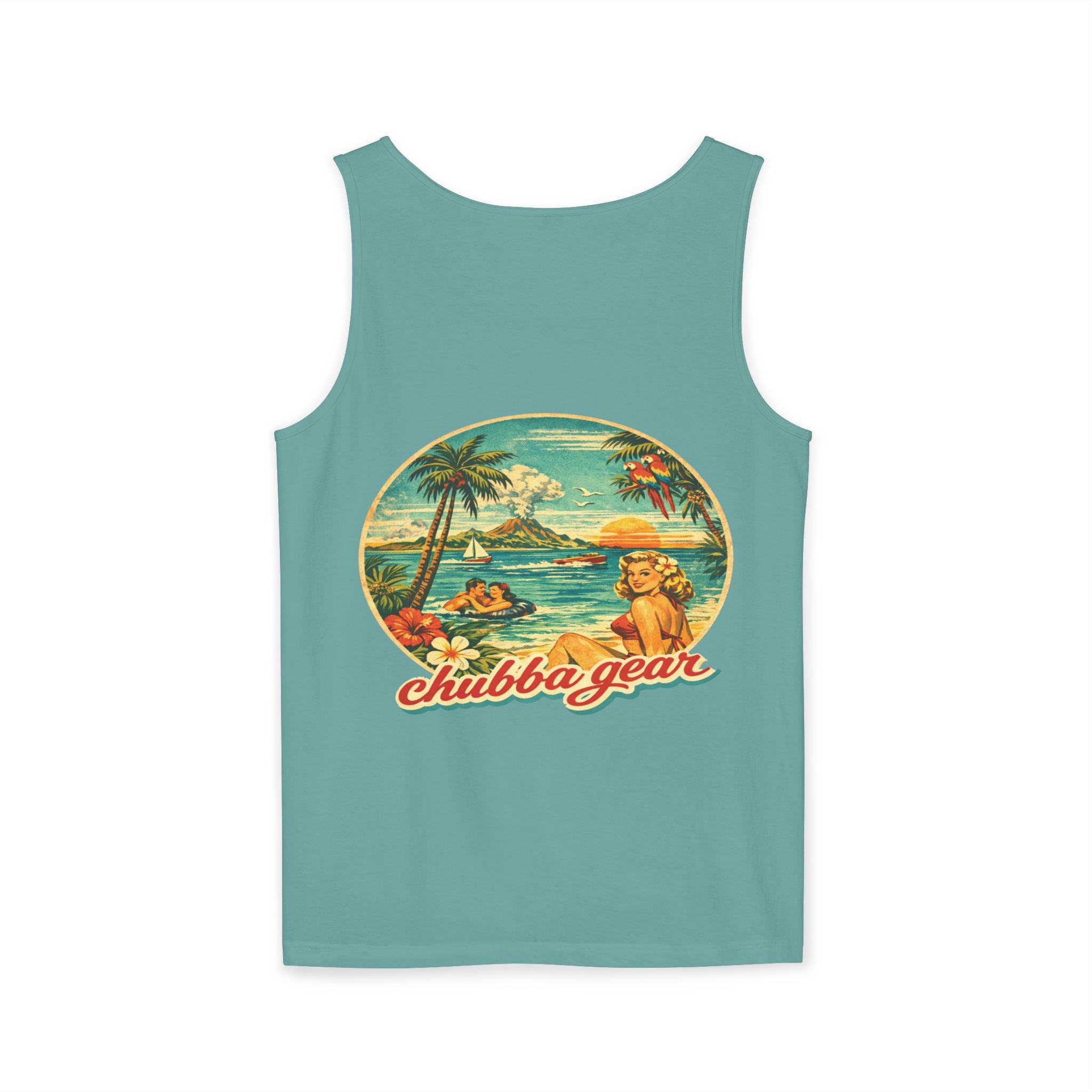 Chubba Gear Vintage Hawaiian Tank Top – Retro Beach Surf Graphic