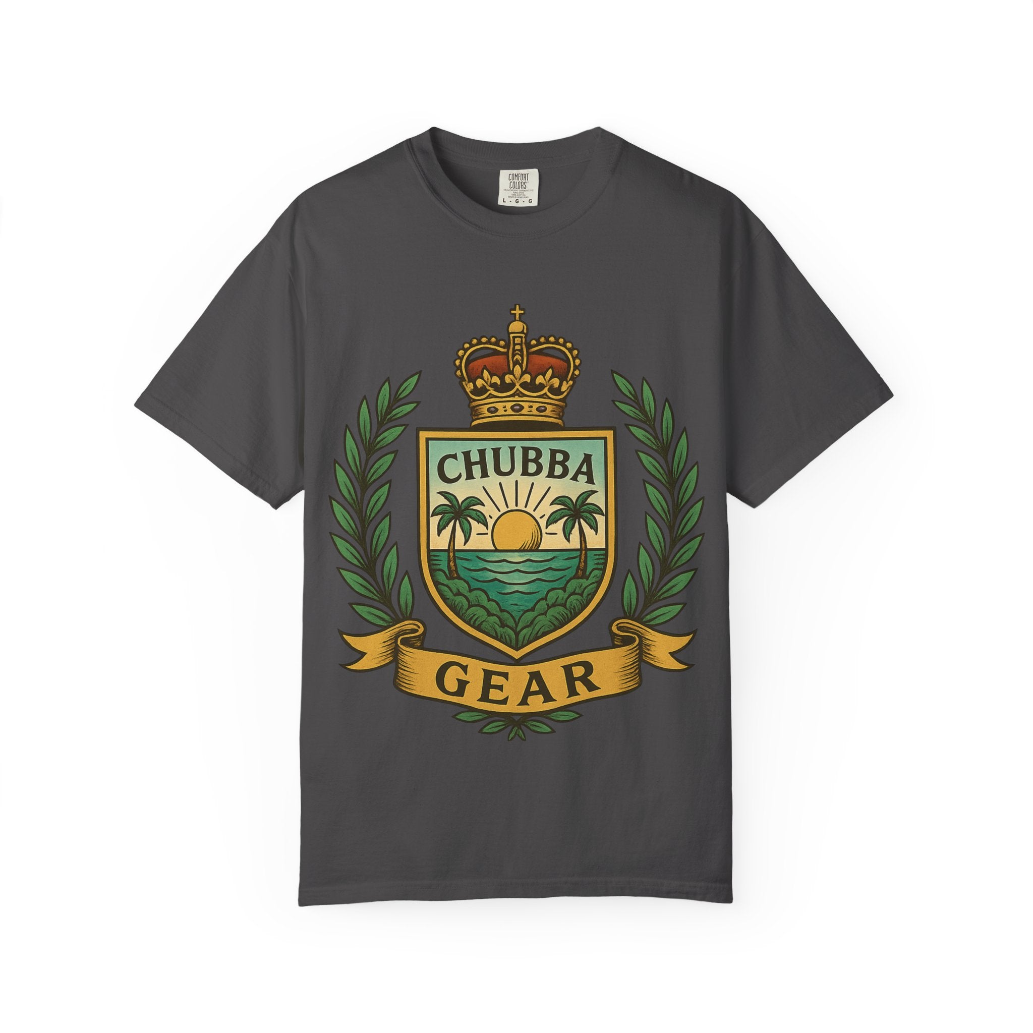 CHUBBA GEAR T-Shirt | Tropical Crest Graphic | Vintage Sunset Tee