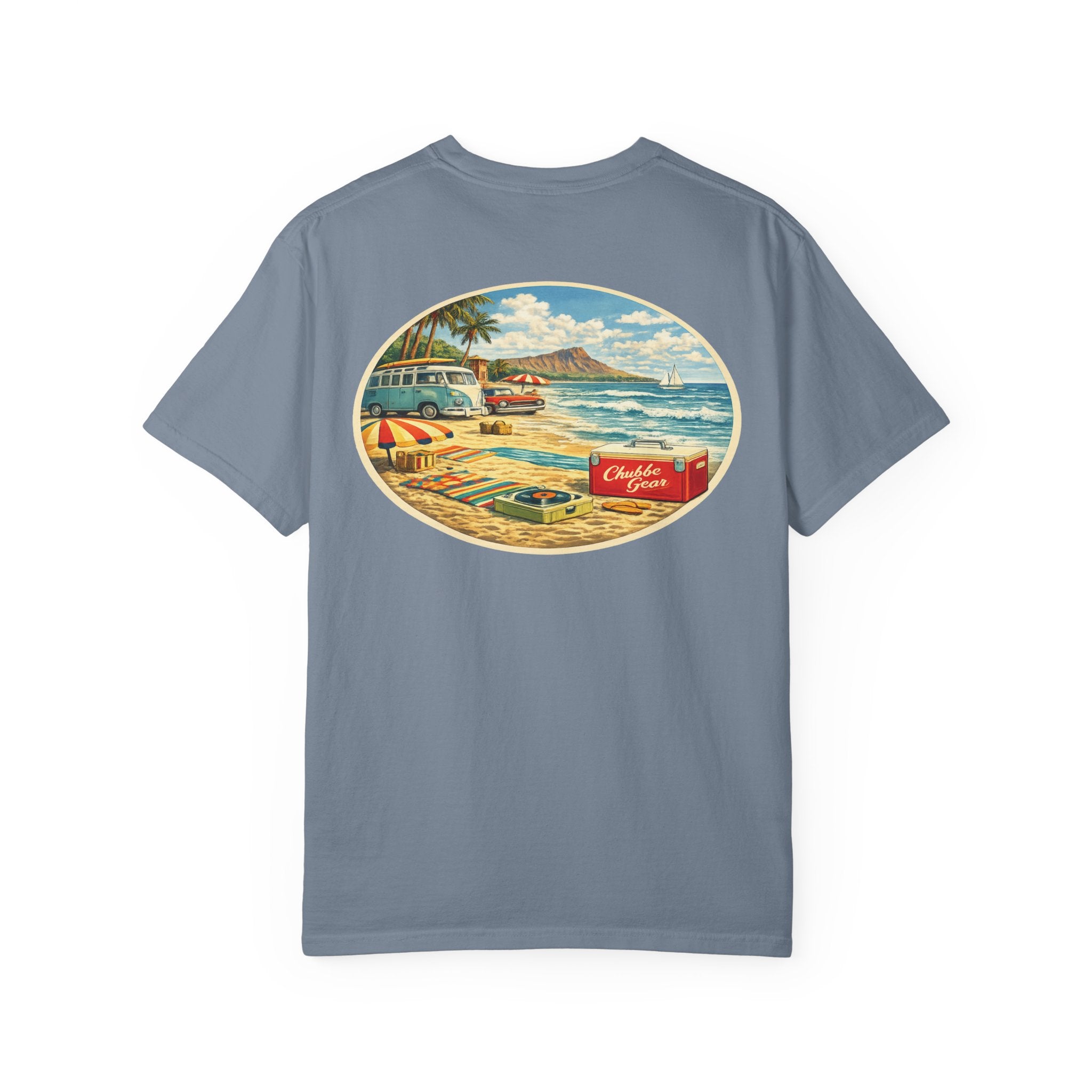 CHUBBA GEAR Vintage Beach T-Shirt – Retro Surf Graphic Tee with 60s Tropical Art