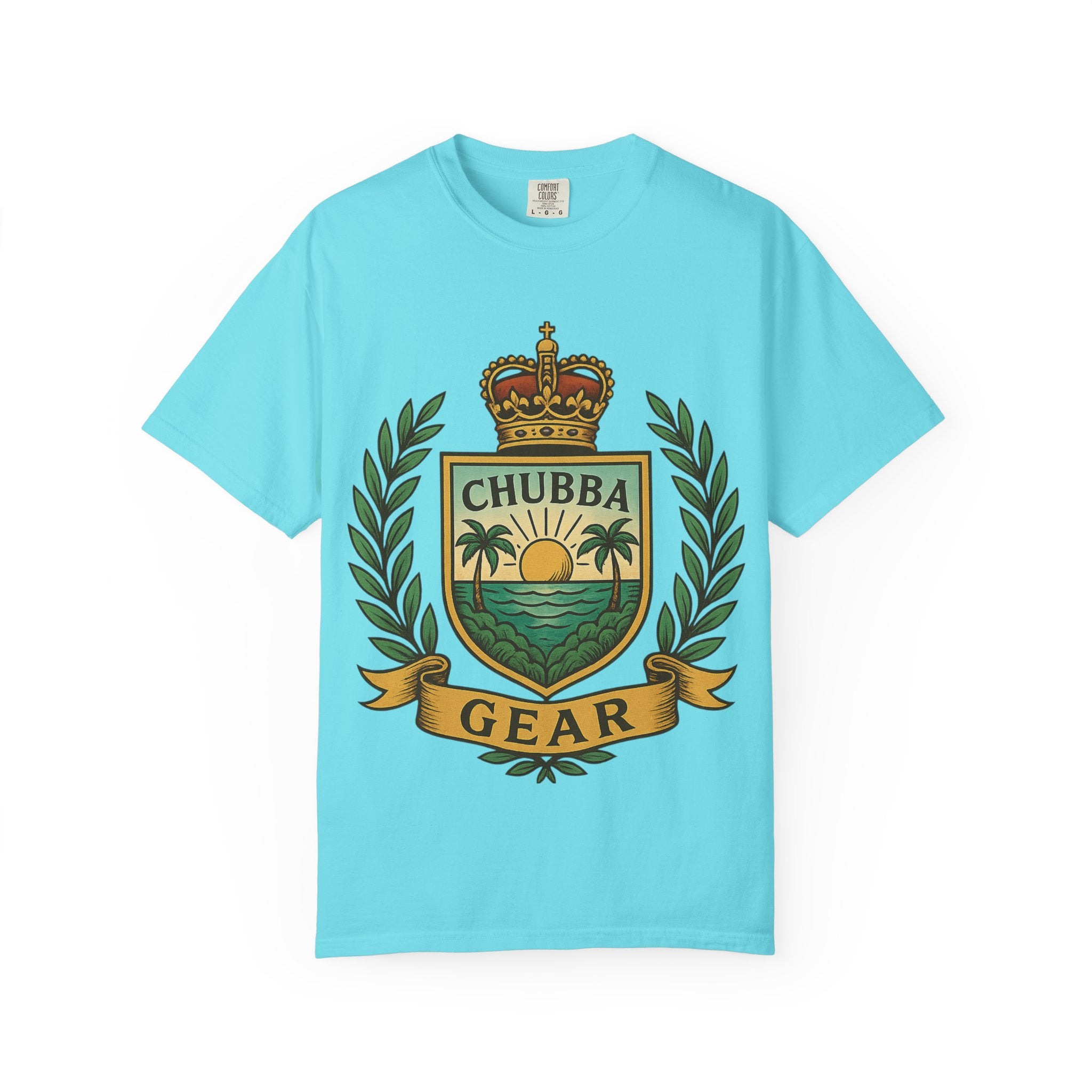 CHUBBA GEAR T-Shirt | Tropical Crest Graphic | Vintage Sunset Tee