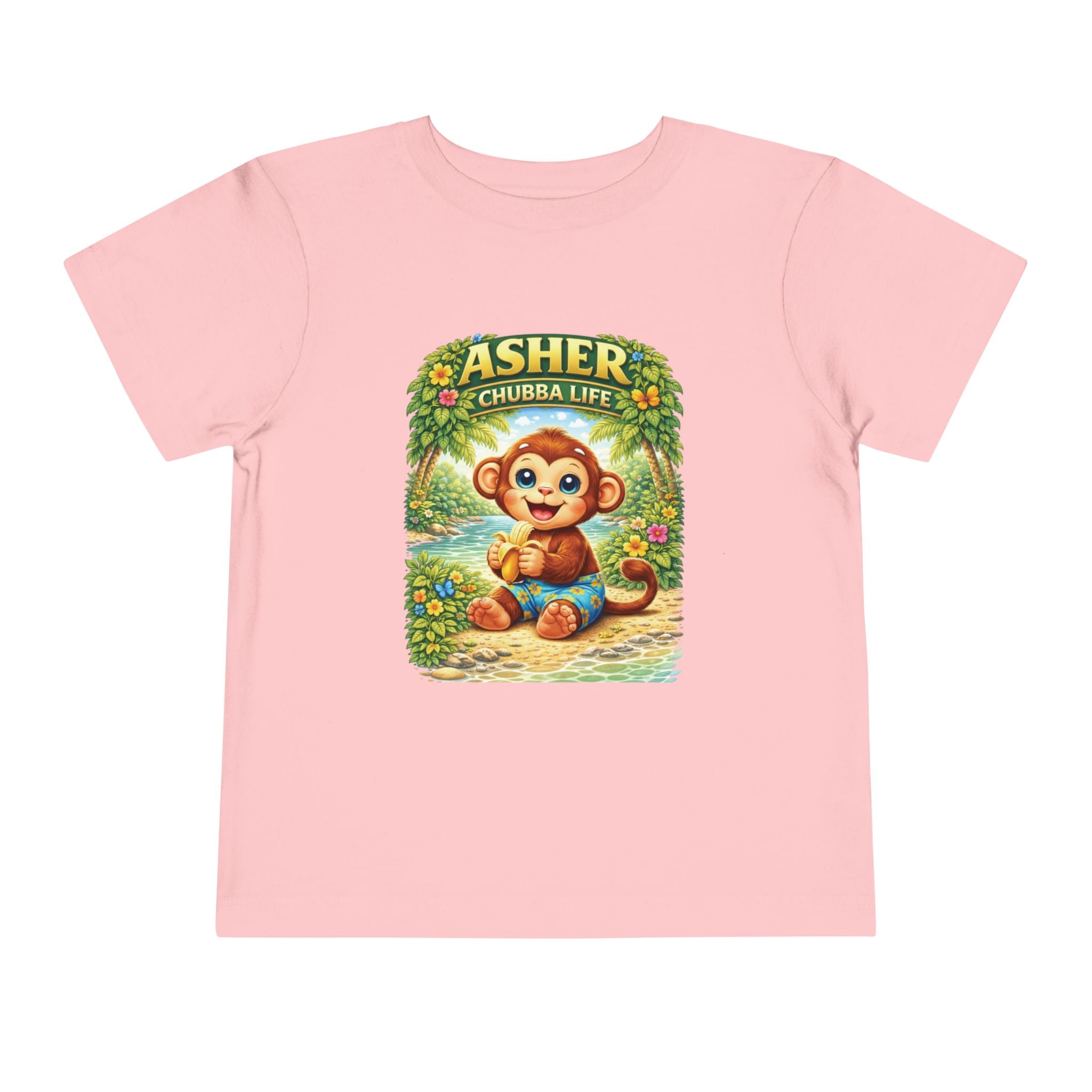 CHUBBA GEAR Asher Chubby Monkey Toddler Tee - Cute Jungle Baby Monkey Shirt