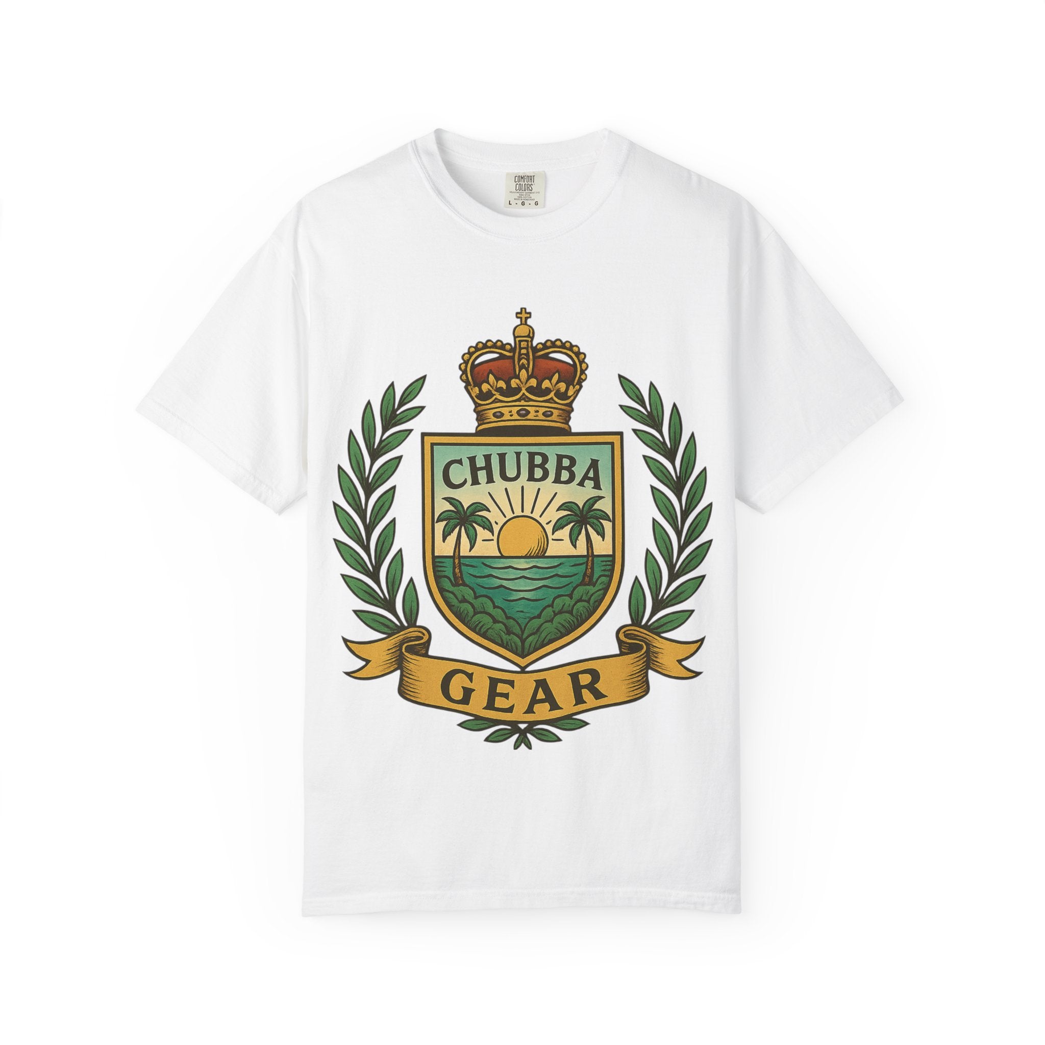 CHUBBA GEAR T-Shirt | Tropical Crest Graphic | Vintage Sunset Tee