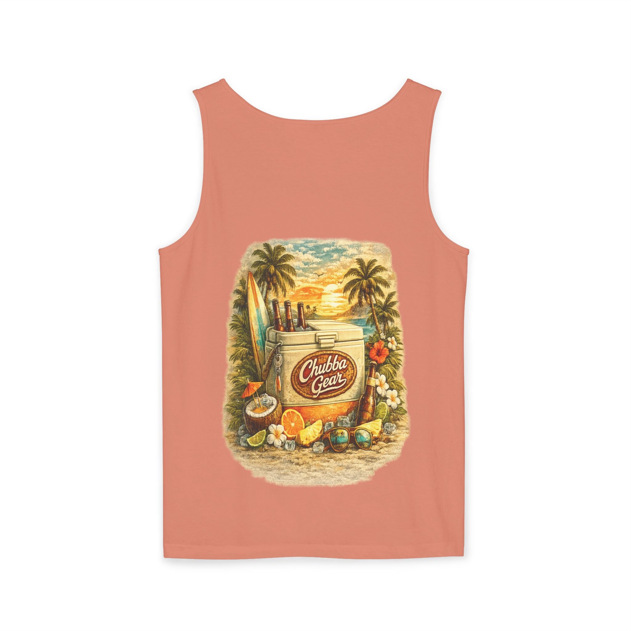 CHUBBA GEAR Vintage Tropical Tank Top – Retro Surf Cooler Beach Graphic Shirt