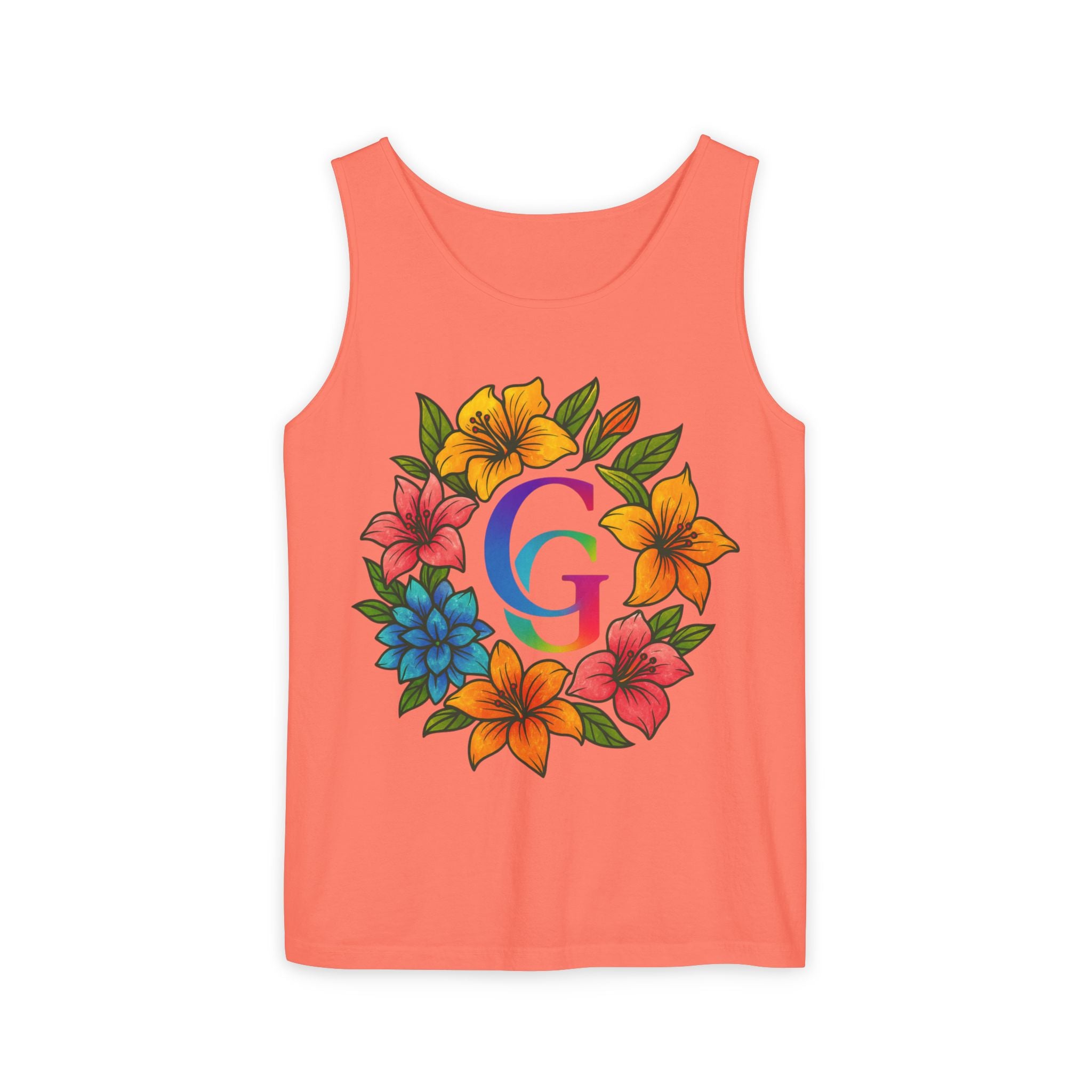 CHUBBA GEAR Floral Monogram Tank Top Tropical Wreath