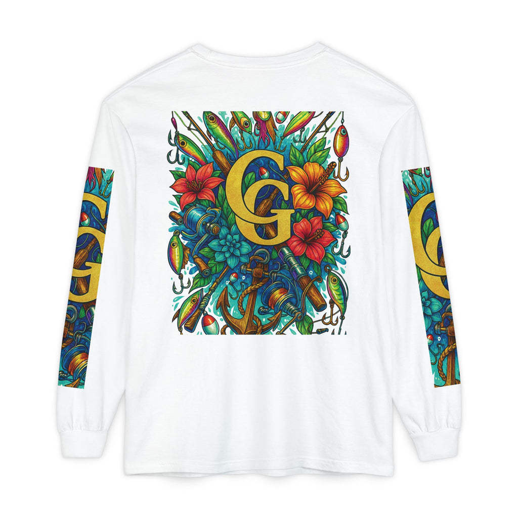 T-Shirt 'Floral Monogram CG' T-Shirt Long Sleeved — Vibrant Tropical Graphic Shirt