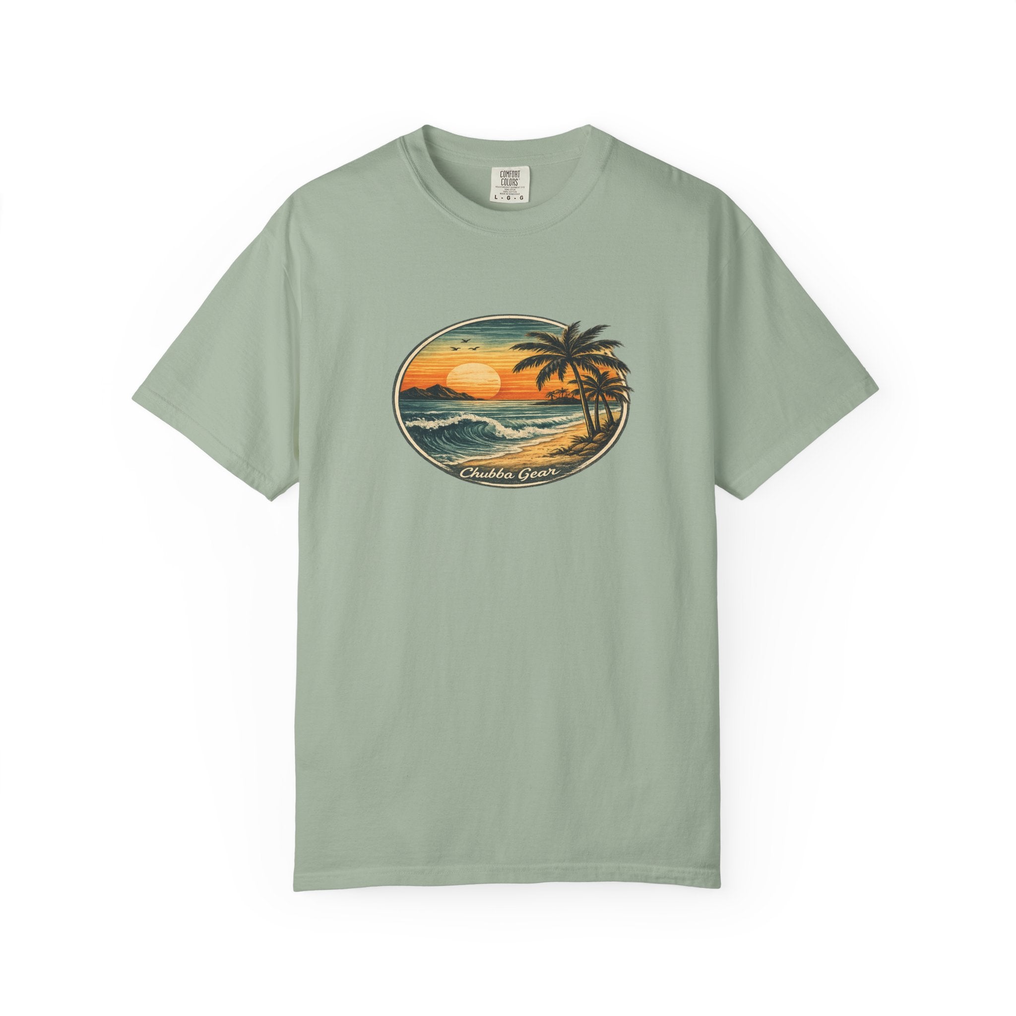 Chubba Gear Retro Island Sunset T-Shirt | Garment-Dyed Coastal Tee