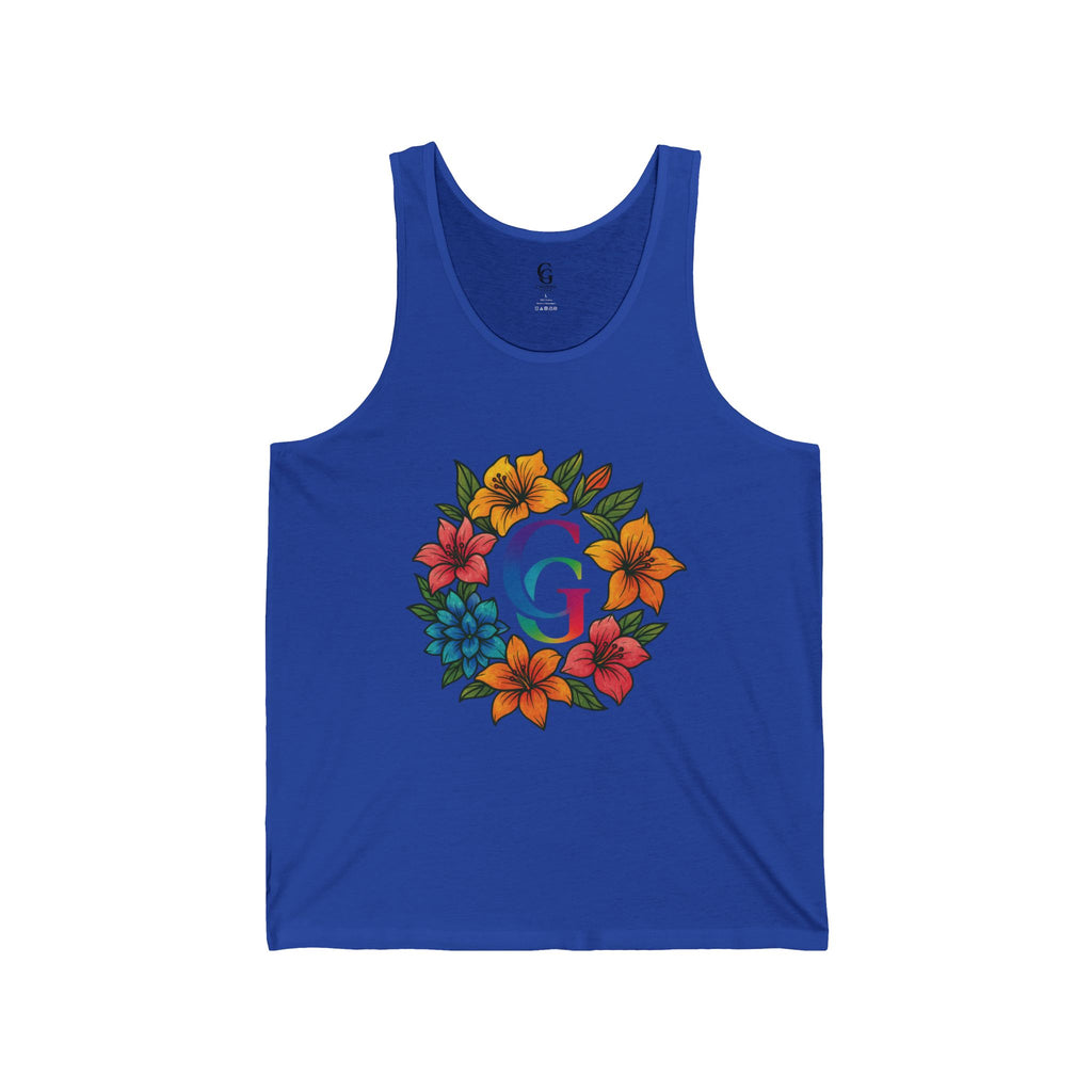 CHUBBA GEAR Floral Monogram Tank Top - Summer Flower Wreath
