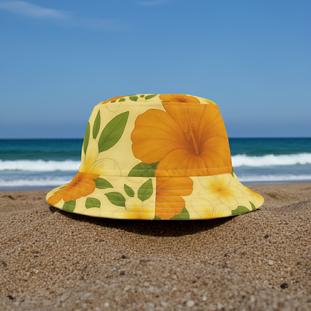 CHUBBA GEAR Orange Hibiscus Bucket Hat - Tropical Summer