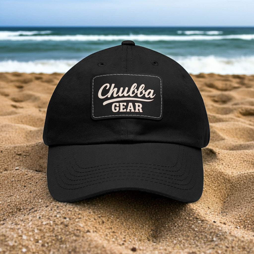 Chubba Gear Leather Patch Dad Hat — Classic Retro Logo Cap
