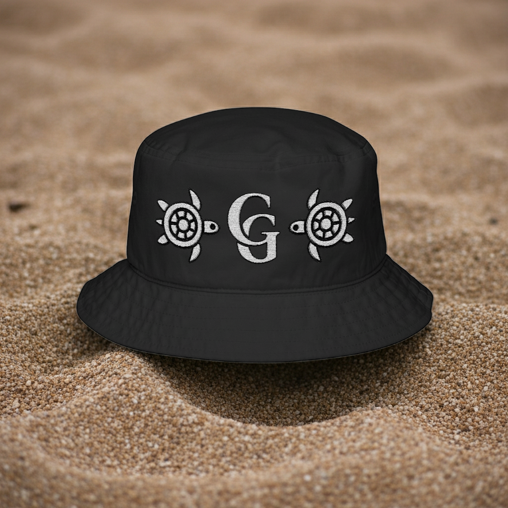 CHUBBA GEAR Embroidered Turtle Bucket Hat – CG Monogram Coastal Sun Hat